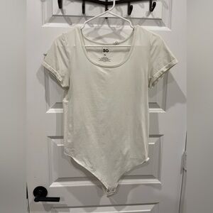 White Scoop neck bodysuit